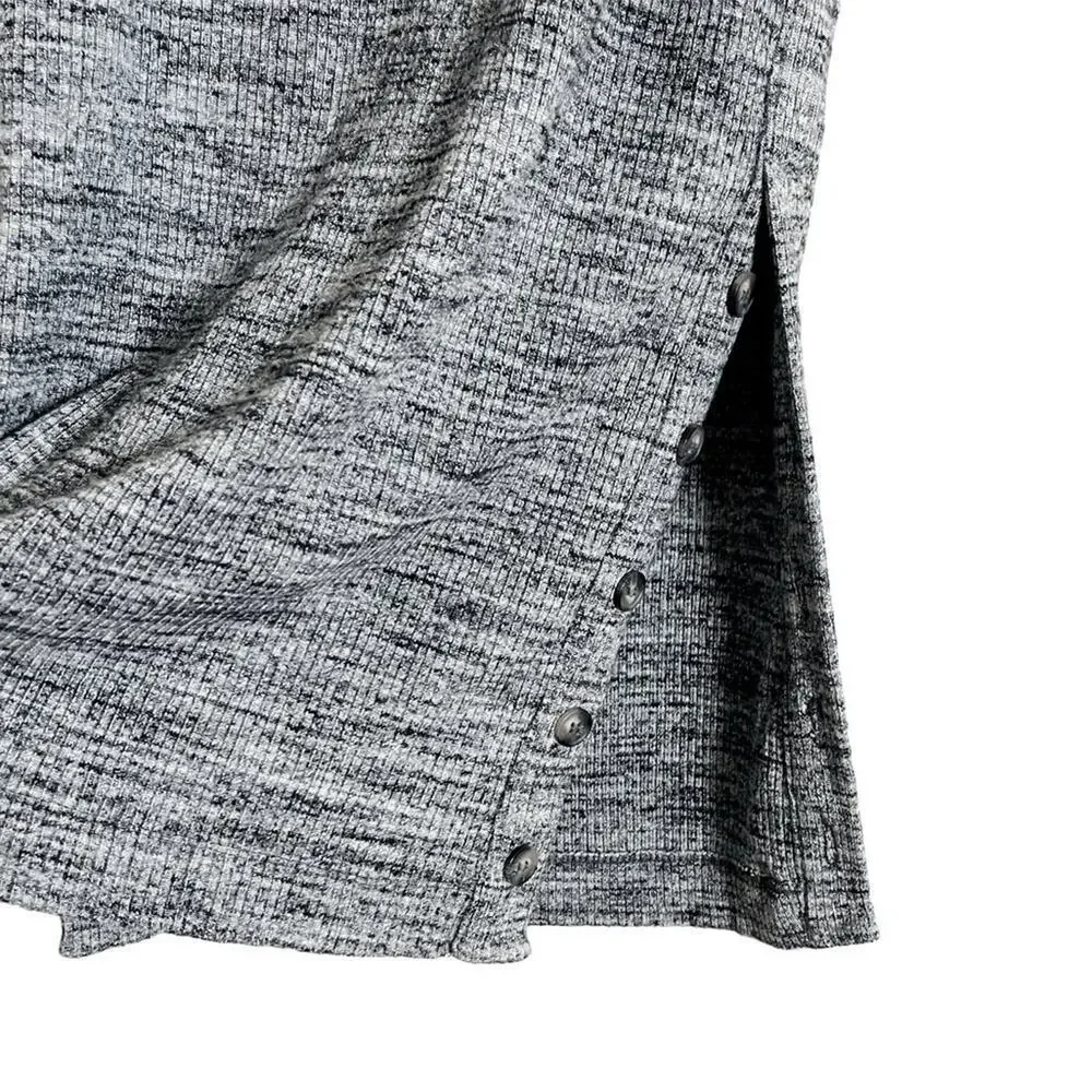 Maeve Anthropologie Rib Knit Stretch Button Column Midi Skirt Gray Size S